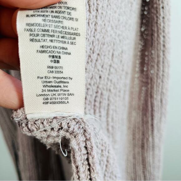 Free People Mauve Taupe Knit Open Front Sweater Shrug Vest Small Cotton Linen - Picture 9 of 11